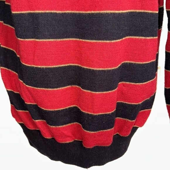 Vintage 70s Overture red, black & gold striped acrylic/wool sweater - Picture 3 of 10